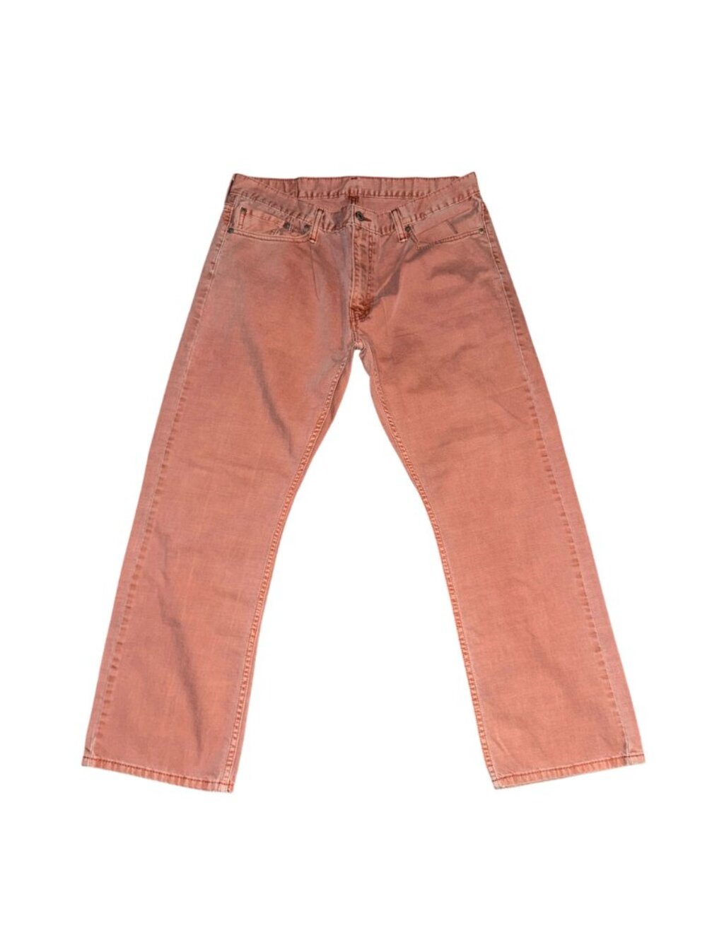 Levis 514 Straight Leg Jeans Mens 36 28 Salmon Pink Stitched Pockets Logo - Picture 2 of 8